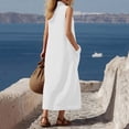 thumbnail image 6 of Guieoi Summer Dresses for Women under $10 Plus Size V-Neck Solid-Color Casual Sleeveless Long Dress with Pockets White XL, 6 of 7