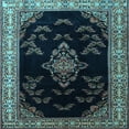 thumbnail image 1 of Ahgly Company Indoor Square Medallion Light Blue Traditional Area Rugs, 4' Square, 1 of 4