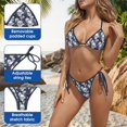 thumbnail image 2 of Women's Skull Floral Bikini, Gothic Pattern Print, Adjustable Triangle Top Tie Side Bottom, Summer Beach Swimwear, 2 of 6