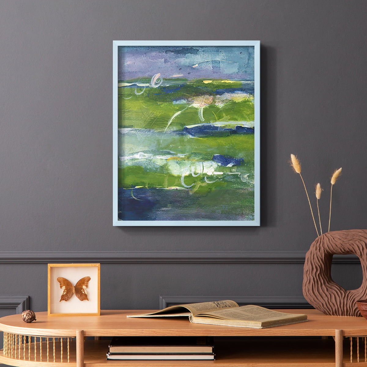Bales of Color II Framed Print in Blue Solid Wood Framed Print No Nail Hanging