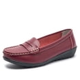 thumbnail image 4 of Miluxas Women's Business Loafers Work Casual Flats Shoes Lightweight Penny Leather Slip On Walking Shoes Wine 7.5(40), 4 of 6