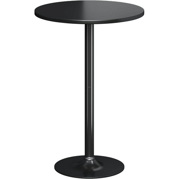 Round Bistro Pub Table 1 Pack Modern Style Metal Base MDF Top Cocktail Bar Table Counter Bar Height for Pub, Dining Room, Party (Black)