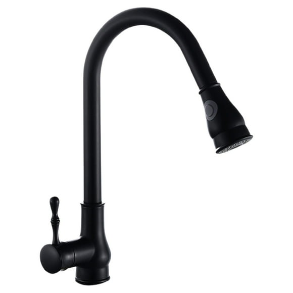 Solid Brass High Arch Oil Rubbed Bronze Single Handle Kitchen Lavatory Faucets with Pause Control Handheld Pull Out Spout Sprayer for Bathroom Black