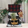 thumbnail image 5 of Rocae Pineapple With Black Glasses Print Christmas Drawstring Linen Gift Bag with Drawstrings Treat Bag Goody Present Bags for Christmas Party Favor, 5 of 8