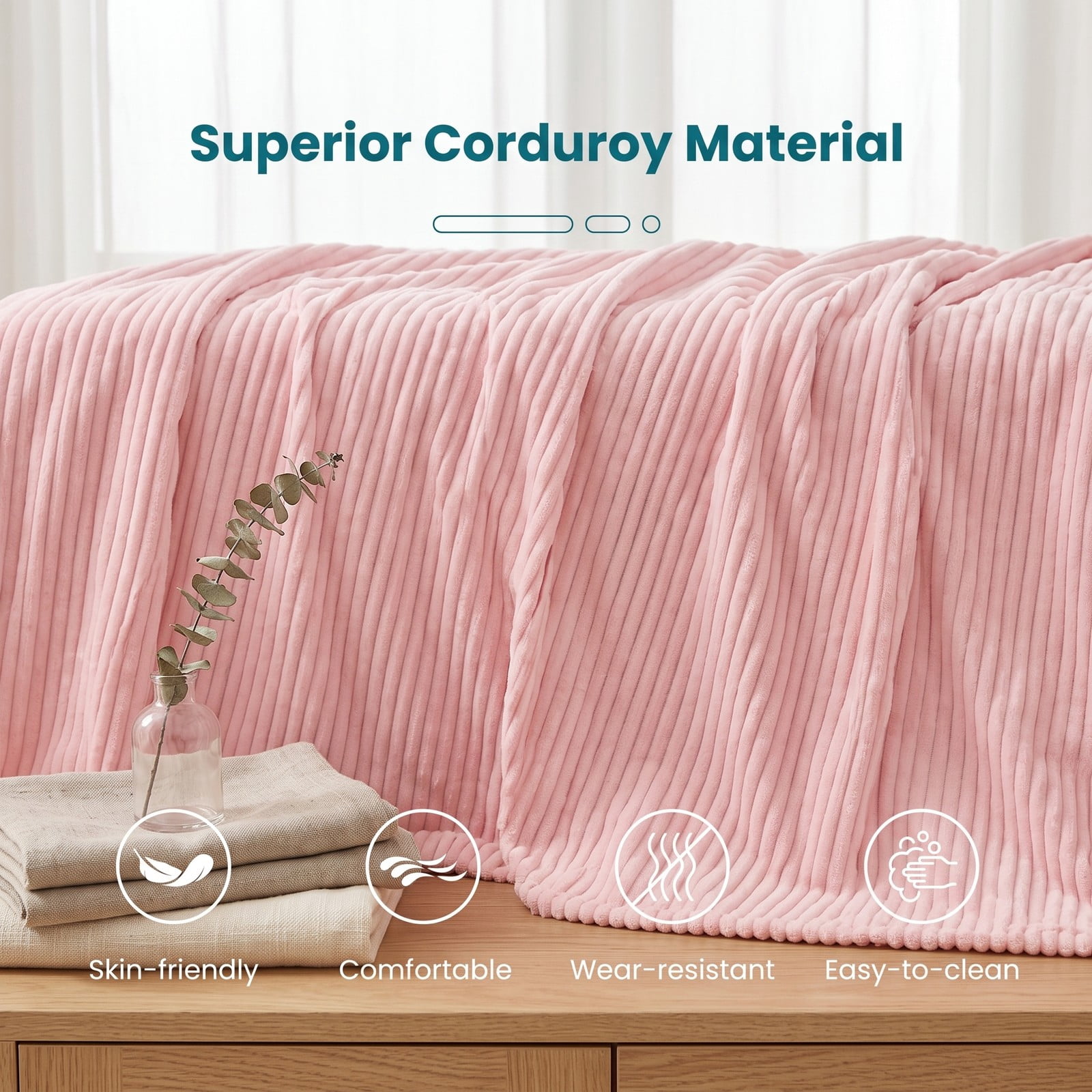 Furnibear Bean Bag Chair for Adults, Corduroy Lazy Lounger Accent Sofa with Soft Sponge Filling, Skin-Friendly Cover, Ergonomic Reading Gaming Seat for Bedroom, Pink