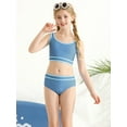 thumbnail image 6 of URMAGIC 7-14T Child Girls 2 Piece Bikini Set V Neck Solid Color Bathing Suit, 6 of 8