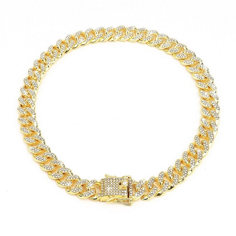 【再入荷】 Beirui Gold Choke Rhinestones Shining Collar Chain Dog アクセサリー