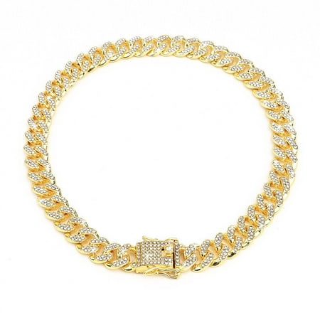 Didog Chain Dog Cuban Luxury Necklace Gold Pet Collar Rhinestones Jewelry Accessories