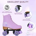 thumbnail image 6 of SLLINGLUO Roller Skates for Girls, High-Top Double Row Leather Quad Skates, Purple, Youth 3, 6 of 9