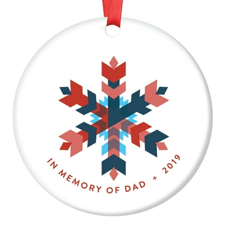 Christmas Wonderlands Uk 2019 2019 In Memory of Dad Commemorative Christmas Ornament Father Family Sympathy Sentimental Momento Gift Modern Geometric Snowflake Colorful Wintry Wonderland Sleek Ceramic 3