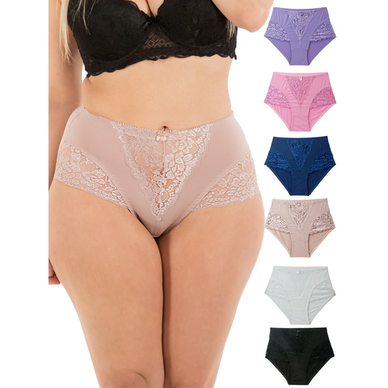Womens Panties S-Plus Size Light Control Full Cover Lace Girdle  Underwear(6Pack)