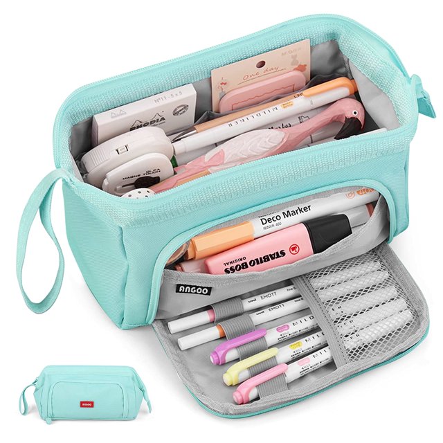 Estuche grande para lápices XCF organizador de papelería duradero color azul