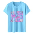thumbnail image 4 of TSADFHJI Chandails en Molleton pour Femmes Petites Chemises Décontractées Imprimées Col Rond Manches Courtes Tee Tops Tunique Blouse m Bleu Ciel, 4 of 5