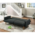 thumbnail image 5 of New Transitional Look Living Room Sofa Couch Convertible Bed Black Polyfiber 1pc Tufted Sofa Cushion Wooden Legs, 5 of 10