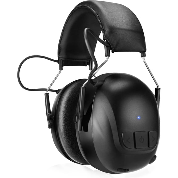 AISUO Bluetooth 6.0 Safety Earmuffs, 30dB Noise Reduction, 120H Runtime Rechargeable Hearing Protection with Mic for Construction & Lawn Work, Black