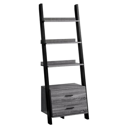 Black Ladder Bookcase With Drawers