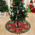 thumbnail image 5 of 15.74'' Buffalo Plaid Christmas Tree Skirt Merry Christmas Dog Christmas Tree Pattern Rustic Farmhouse Christmas Tree Skirt Mat for New Year Xmas Party Decorations Home Yard Ornaments, 5 of 7
