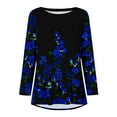 thumbnail image 4 of KBODIU Women Casual Crewneck Floral Print Loose Tops Long Sleeve Gradient Color Tie-dye T-Shirts Blouse Fall Clothes Pullover Sweatshirts Plus Size, 4 of 5