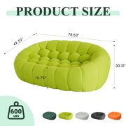 80 Bubble Couch Modern, Oversized Curved Couches, Lazy Floor Sofa, Lemon Green Bubble Couch,Upholstered Comfy Mesh Fabric 3D Honeycomb Shape Loveseat Couches for Living Room, Office, Apartment