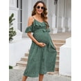 thumbnail image 5 of KOJOOIN Women's Maternity 2024 Fashion Dress Ruffles Short Sleeve Spaghetti Strap Nursing Floral Dress V Neck A Line Tiered Dress, 5 of 8
