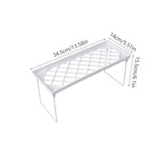 Stackable Plastic Kitchen Storage Shelves, Stackable Expandable Storage Racks, Foldable Cabinet Organizer Shelf, White Plastic Breathable Grids with Metal Bracket