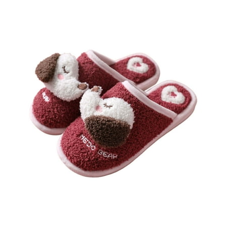 

Difumos Unisex Cute Fuzzy Home Shoe Lightweight Slip On Indoor Slippers Winter Casual Dark Red 5.5-6