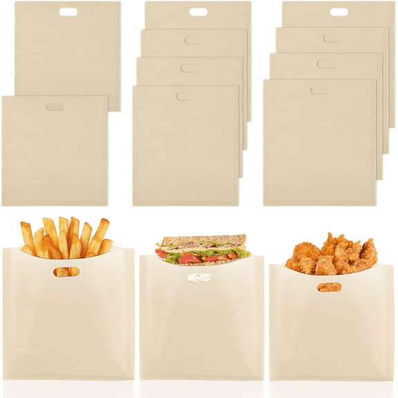 Januofit Toaster Bags 10 Pack, 3 Sizes Toaster Bags Reusable, Heat Resistant Non-Stick, Washable Toaster Sleeves Compatible with Toaster Microwave, Great for Grill Cheese Sandwich Toast Panini Snacks