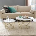 thumbnail image 4 of Pemberly Row Nesting Faux Marble Top Round Coffee Table Set in White-Gold, 4 of 9