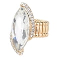thumbnail image 3 of Women's Evening Gala Bridal Prom Wedding Fashion Stretch Ring - Elongated Oval, Clear/Gold-Tone, 3 of 3