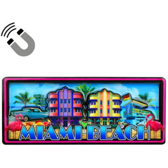 Miami Beach Florida Dual Layer mdf magnet 2x4.5