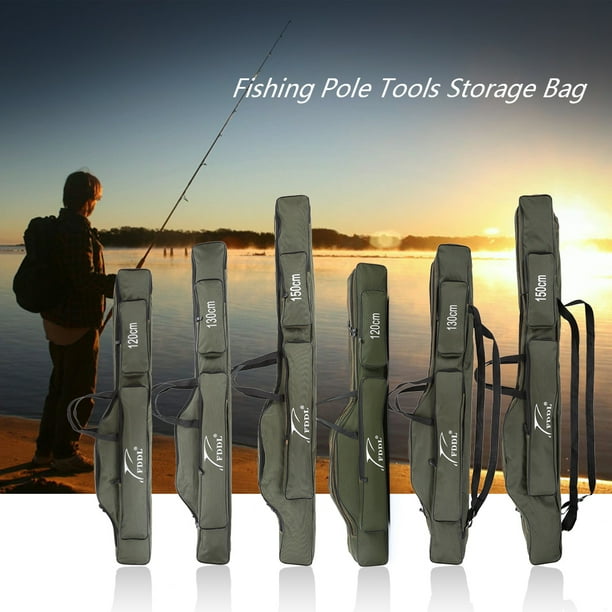 Portable Folding Fishing Rod Carrier Canvas Fishing Pole Tools Storage