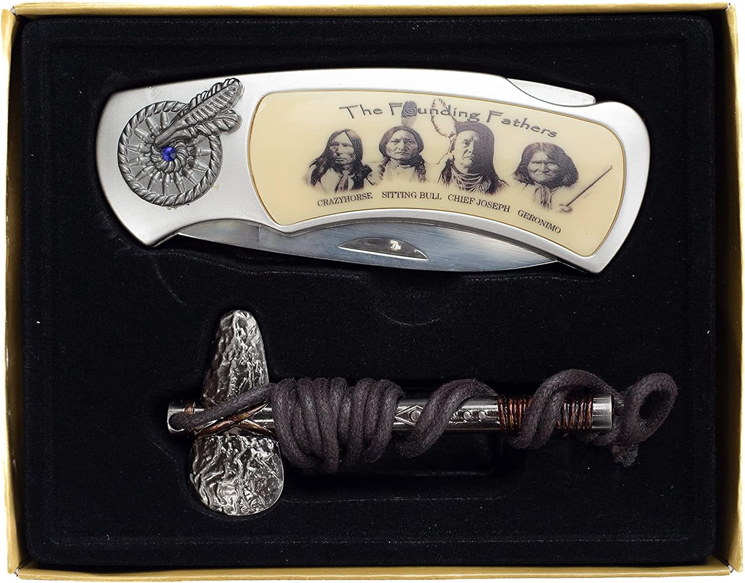 Founding Fathers Folding Pocket Knife Dream Catcher I Tomahawk Pendant