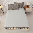 thumbnail image 4 of jejeloiu Calm Tribal Zipper Twin Comforter Sets with Fitted Sheet and 2 Pillowcases,Serene Print Zipper Bedding Set For Boys,Gray Multicolor,Light Gray Reversible,4 Pieces, 4 of 7