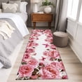 thumbnail image 4 of Pink Roses 2'x6' Runner Rugs for Hallway Kitchen Bedside Non Slip Washable, Spring Floral Elegant Pastoral Butterfly Entryway Rug Runners with Rubber Backing, Long Carpet Runner for Laundry Room, 4 of 8