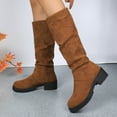 thumbnail image 6 of Brown Ladies High Heel Boots With Pointed Toe Buckle Detail Foldable For Casual Outfits, 6 of 8