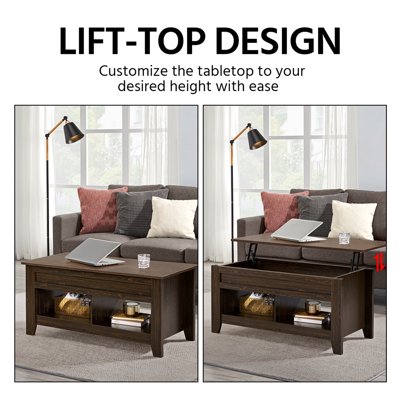 Buy Smilemart Wooden Small Space Lift Top Coffee Table With 2 Storage Compartments Espresso Online In Turkey 632255668
