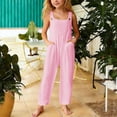thumbnail image 2 of Ticikt Girls Overalls Kids Casual Sleeveless Wide Leg Jumpsuit Loose Rompers with Pockets, 2 of 5