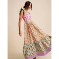 thumbnail image 5 of Multicolor Floral Print Square Neck Ruffle Sleeve A-Line Sundress, 5 of 7
