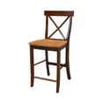 thumbnail image 3 of International Concepts Wood Cross Back Counter Height Stool, Cinnamon/Espresso - 24.02" Seat Height, 3 of 11