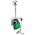 thumbnail image 1 of Dolphin Belly Ring with Heart CZ Jewel, 1 of 7