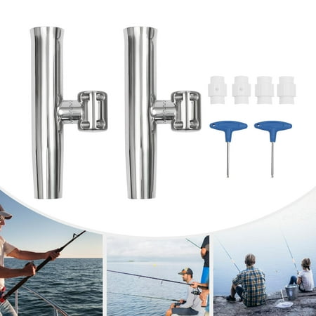 Fishing Rod Holders 304 Stainless Steel 360° Rotating Rail Mount Built in Stopper Slot PVC Inserts for Secure Rod Placement Durable and Easy to Use