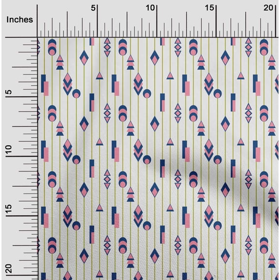 oneOone Organic Cotton Poplin Twill Fabric Stripe & Geometrical Shapes Geometric Print Sewing Fabric BTY 42 Inch Wide