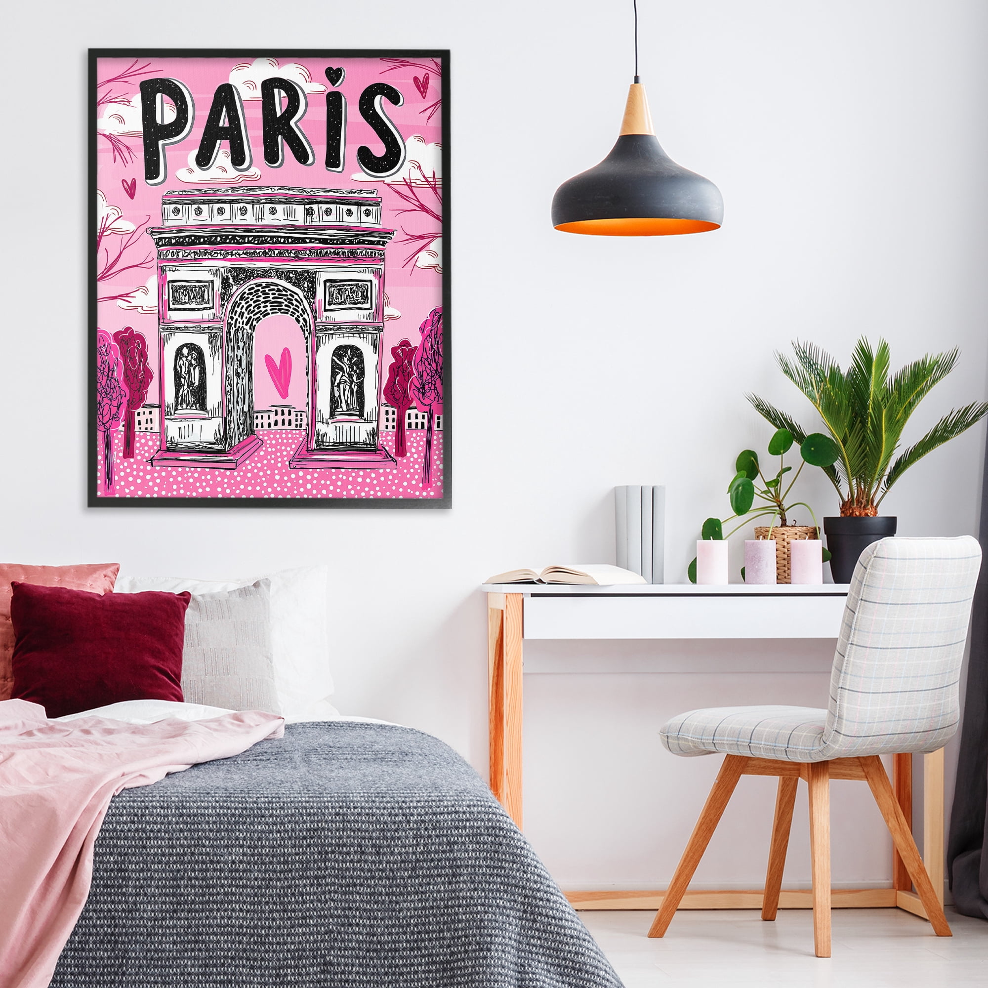 Stupell Industries Romantic Paris Arc de Triomphe Black Framed Giclee Art, design by Jess Stempel