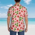 thumbnail image 6 of Balery Strawberries Print Men's Hawaiian Shirts Short Sleeve Beach Shirt Relaxed Fit Vacation Button Down Shirts-X-Large, 6 of 9