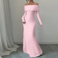 thumbnail image 6 of Women's Evening Dress Long Dress One Shoulder Strapless Sleeveless Solid Color with Pocket Formal Gown for Spring Fall Party Banquet,Pink,XL, 6 of 6