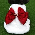 thumbnail image 5 of Mightlink Pet Dress Three-dimensional Embroidery Pearl Neckline with Tow Ring Bow Tie Soft Keep Warm Plush Sweet Ladylike Dog Dress for Daily Wear, 5 of 6
