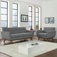 thumbnail image 6 of Modern Contemporary Armchair and Loveseat (set of two), Grey Fabric, 6 of 6