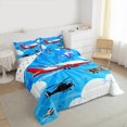 thumbnail image 3 of Homewish Modern Airplane Full Size Comforter Sets,Cartoon Aircraft Bedding Comforter Set,Blue White Red Bedding Sets For Boys Kids,Microfiber Bedroom Decor Reversible,3-Piece, 3 of 8