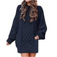 thumbnail image 2 of Azrian Sweater Dress for Women Turtleneck Long Sleeve Dress Chunky Knitted Sweater Dress Winter Pullover Dress with Pockets Cheap on, 2 of 6