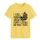 thumbnail image 1 of Camiseta de manga corta amarilla de moda para mujer con estampado negro, cuello redondo, corte informal, talla XL, 1 of 6